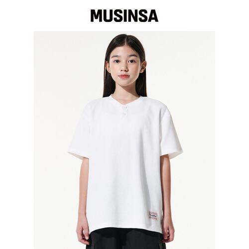 TAKEASY KIDS WAFFLE HENLEY NECK T恤（WHITE）韩国官网直邮进口