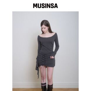 BELLIALEU VERA CORSET 连衣裙 深灰色 MUSINSA韩国官网直邮进口