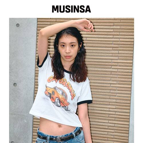 BONRROW Crop Old Orange Tee_Wh韩国官网直邮进口MUSINSA