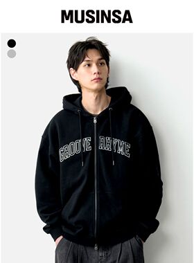 GROOVE RHYME 3段绒面位置拼接连帽拉链衫 (2COL韩国官网直邮进口