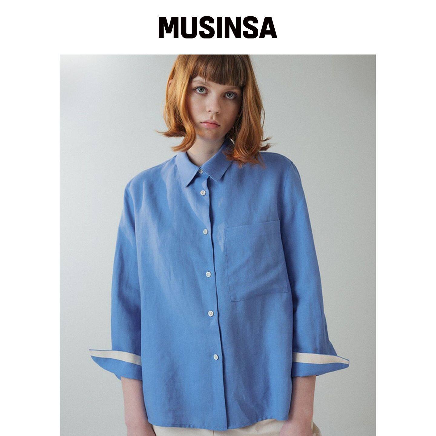 VOYONN 手腕胶带拼色蓝色衬衫 004 MUSINSA韩国官网直邮进口