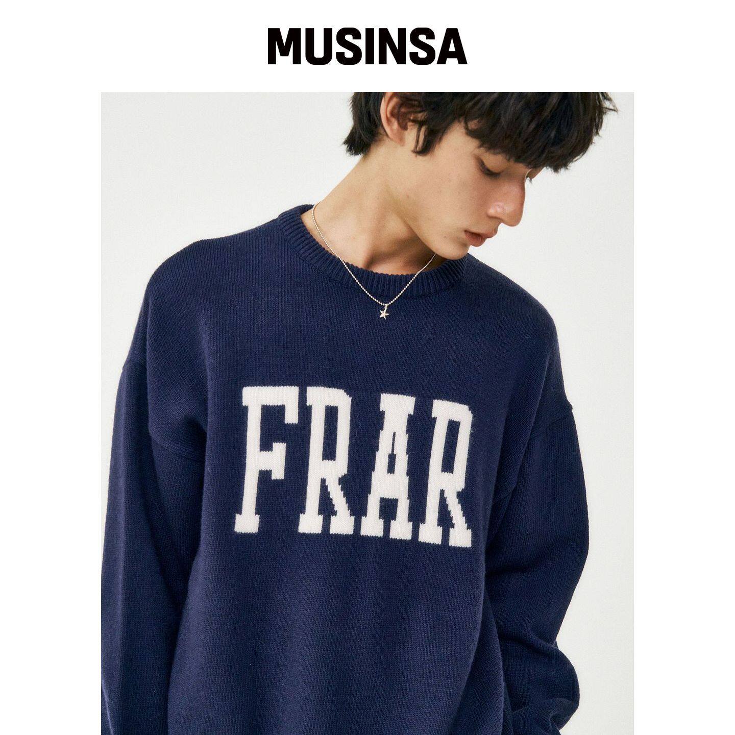 FROM ARLES 90年代复古logo针织 / NAVY MUSINSA韩国直邮官方正品