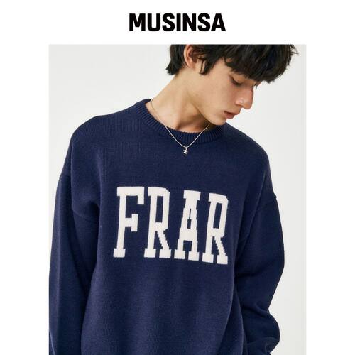 FROM ARLES 90年代复古logo针织 / NAVY MUSINSA韩国直邮官方正品