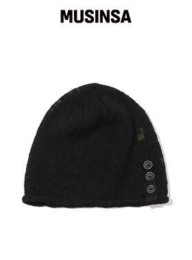 MAINBOOTH Button Turban Beanie（黑色） MUSIN韩国官网直邮进口