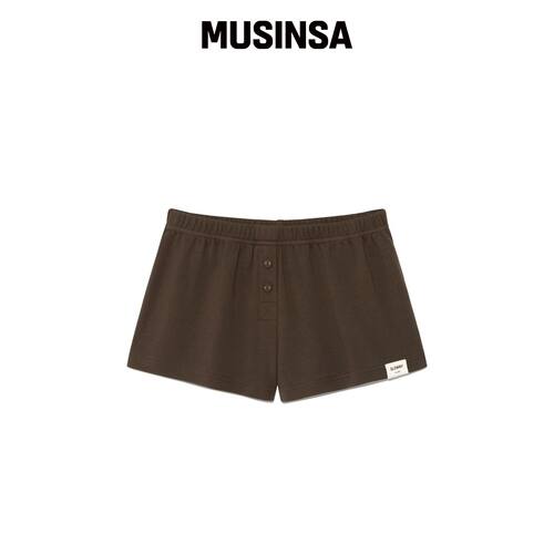 GLOWNY 扣子飞 MINI 短裤（巧克力色） MUSINSA韩国官网直邮进口