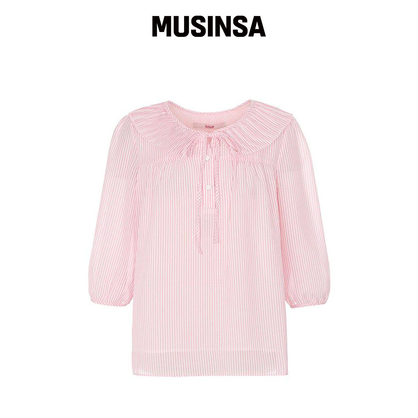SOUP 百褶领条纹长袖衬衫(SZ4LS38) MUSINSA韩国官网直邮进口