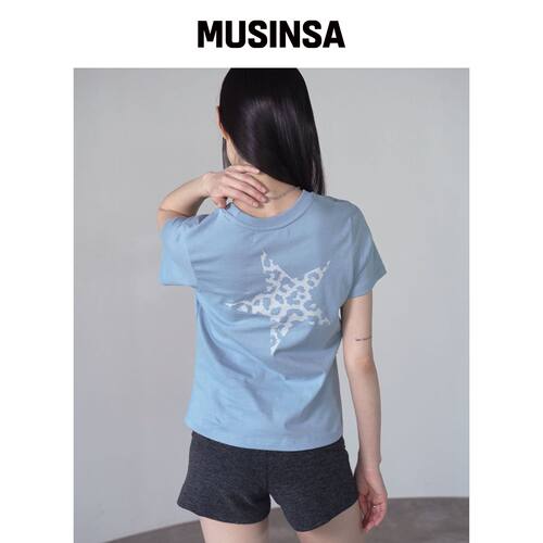 PRENDA LEOPARD STAR 半截袖T恤 天空蓝韩国官网直邮进口MUSINSA
