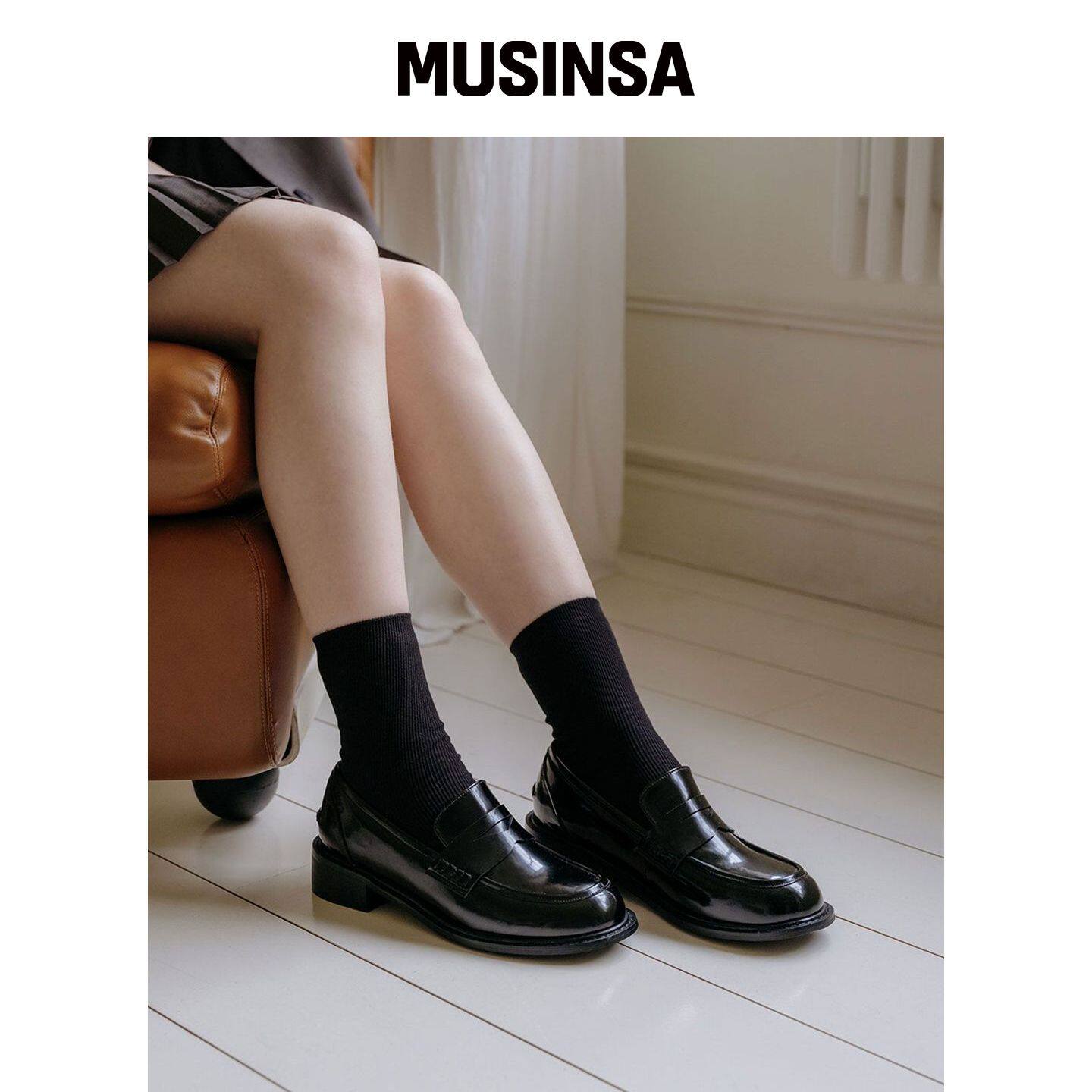 EIFFELCLASSIC Mina 乐福鞋 光泽 - 黑色 MUSINS韩国官网直邮进口