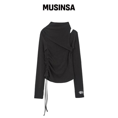 DEBBY UPPER HALF NECK LOGO 手套 TOP_BLACK韩国官网直邮进口