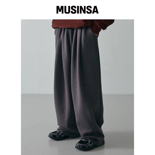 LXT 双褶隐形绑带宽松卫裤 [炭灰色] MUSINSA韩国官网直邮进口