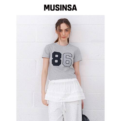 MIXXO 修身版型补丁短袖T恤_MIWHWG513A MUSINSA韩国官网直邮进口