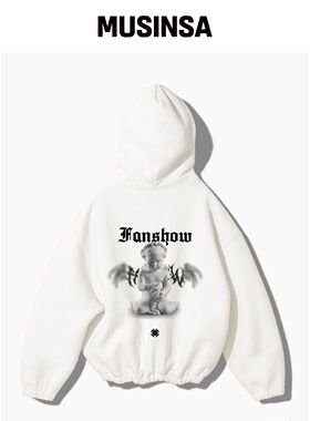 FANSHOW DEMONIC ANGEL 字母连帽卫衣 - 白色韩国官网直邮进口