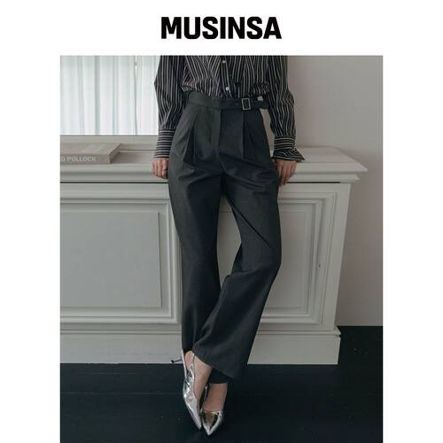 ILROZE 双褶宽松腰带slacks（茶色） MUSINSA韩国官网直邮进口