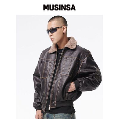 ARTISTWEAR [2COLORS] 复古水洗皮革穆斯坦夹克韩国官网直邮进口