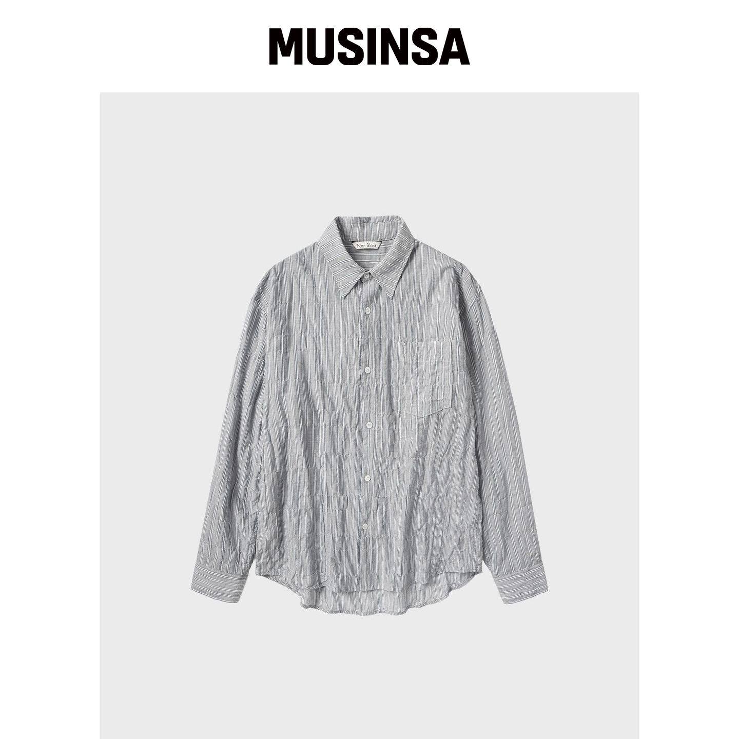 NONBLANK 条纹长袖衬衫_GREY MUSINSA韩国官网直邮进口