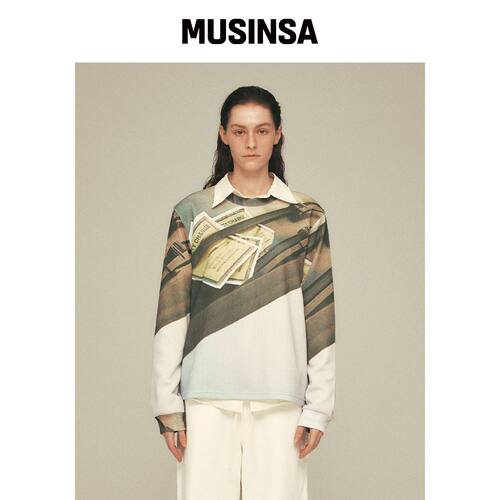 SEEN PRINTING KNIT LONG SLEEVE (Ticket)韩国官网直邮进口