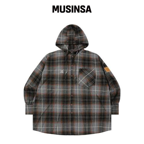 MUCENT ICONIC 格纹连帽衬衫（男女通用） MUSIN韩国官网直邮进口