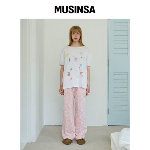 FUNFROMFUN 活泼绑带裤，粉色 MUSINSA韩国直邮官方正品