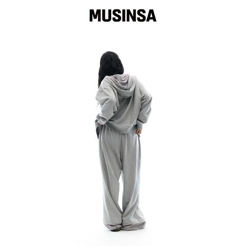 OJOS 热修补标志宽松卫裤 / 灰色 MUSINSA韩国官网直邮进口