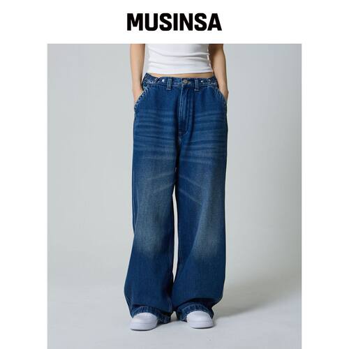 UNKNOWN PLANET 宽松深蓝色牛仔裤 MUSINSA韩国直邮官方正品