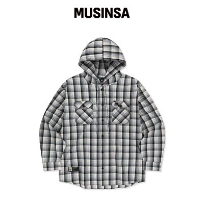 BROWNBREATH 黑色 CHECK HOOD 衬衫 MUSINSA韩国官网直邮进口