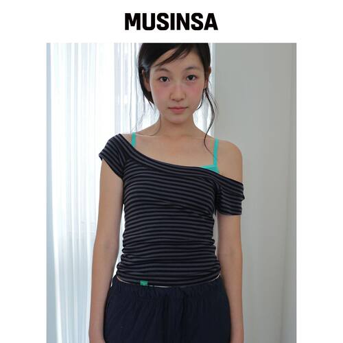 NOCONTENT 350. U 领小巧T恤 _ VLACK MUSINSA韩国官网直邮进口