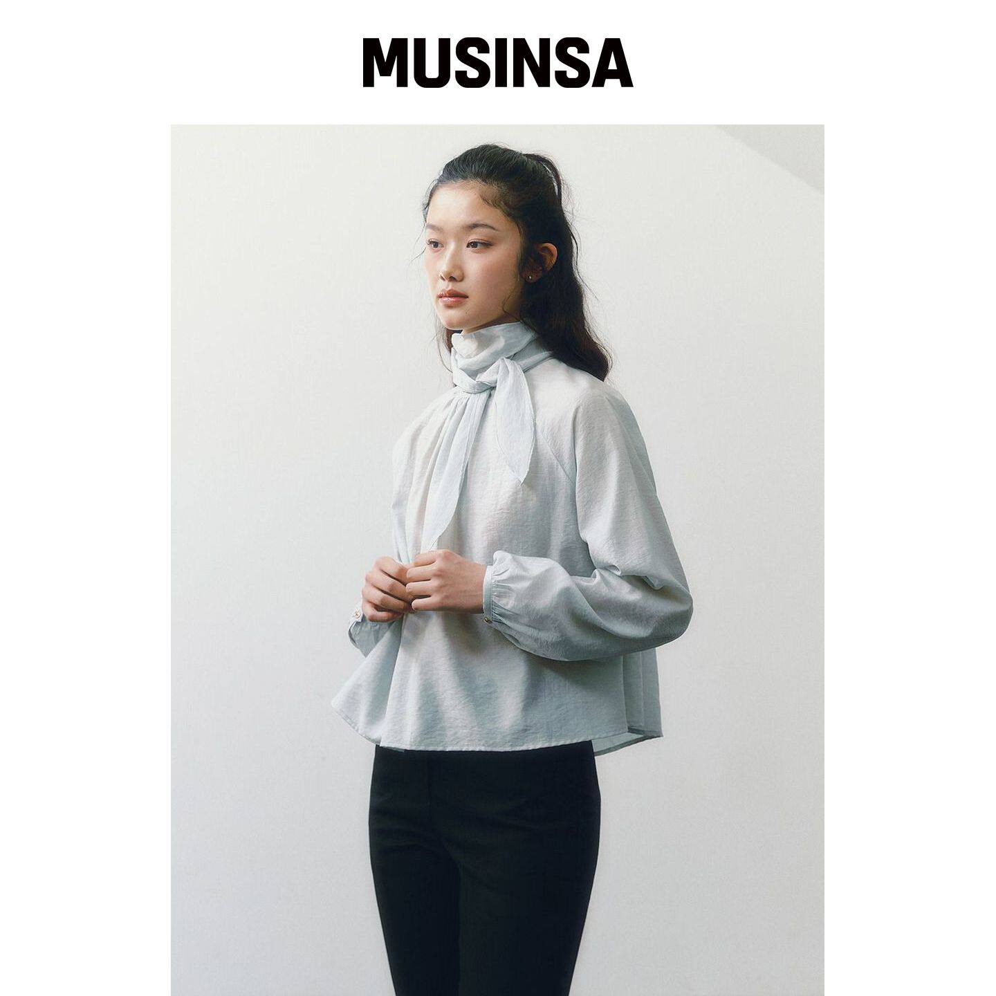 GANISONG 领带领结衬衫_尘蓝色 MUSINSA韩国官网直邮进口