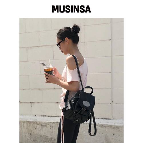 LOTSYOU 皮革怀旧非闪光背包黑色双肩包 MUSINSA韩国官网直邮进口