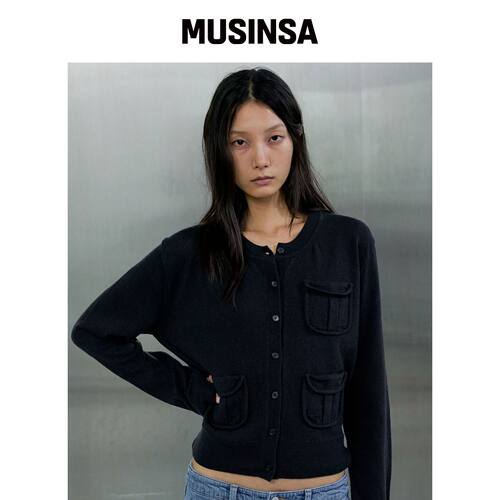 ORDES 三口袋羊毛开衫-灰黑色 MUSINSA韩国官网直邮进口
