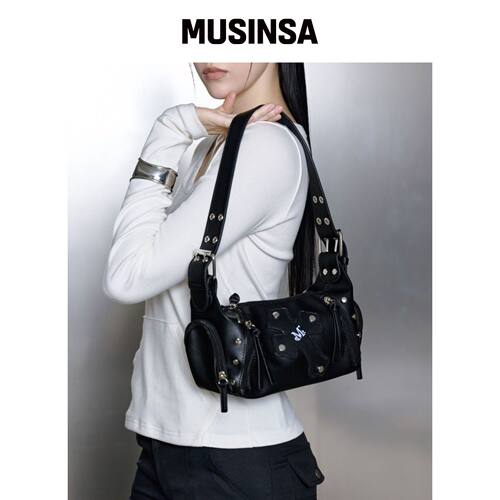 MUCENT RHOS 斜挎包皮革拼接迷你包 MUSINSA韩国直邮官方正品