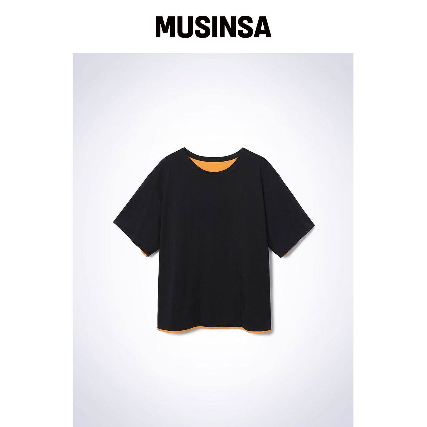 HAUS072C 双色T恤 黑色 MUSINSA韩国官网直邮进口