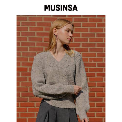 YUPPE V CASHMERE 针织衫_灰色 MUSINSA韩国直邮官方正品