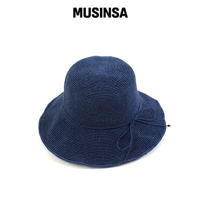 UNIVERSAL CHEMISTRY 蓝色丝带铁丝拉菲亚帽 MUS韩国官网直邮进口
