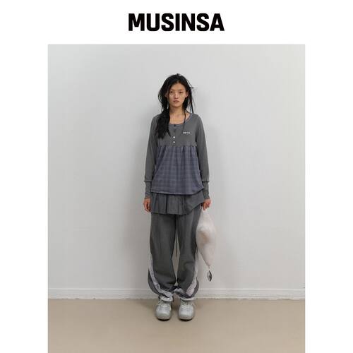 OJOS 侧毛边运动裤 / 炭灰色 MUSINSA韩国官网直邮进口