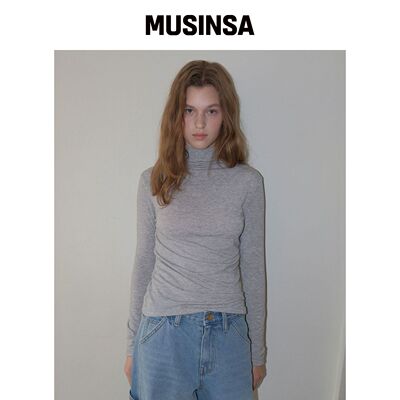 SOMEWHEREBUTTER 灰色字母高领上衣 MUSINSA韩国官网直邮进口