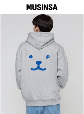 GRAVER [UNISEX]狗狗脸背心笑脸连帽卫衣_灰色/L韩国官网直邮进口