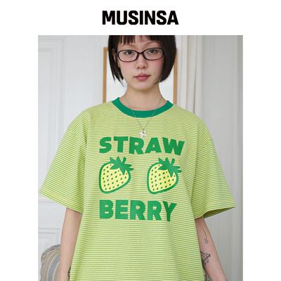 WONDERVISITOR 条纹STRBR T恤 [黄色] MUSINSA韩国官网直邮进口