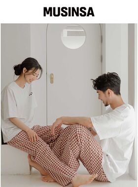 PALAN [2PACK] 情侣基本款格纹 9分睡裤韩国官网直邮进口MUSINSA