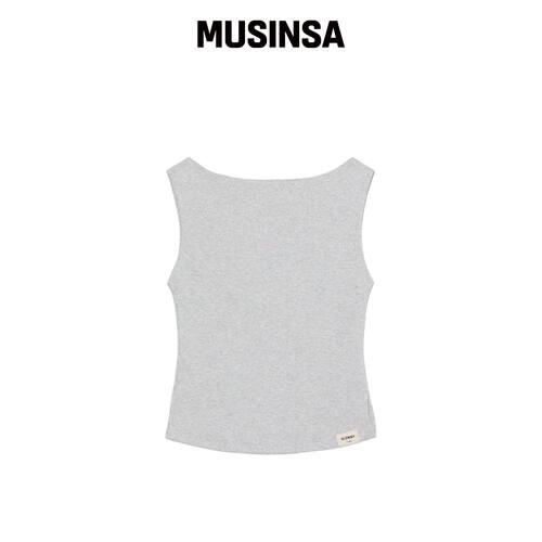 GLOWNY G开衩无袖上衣（混色灰） MUSINSA韩国官网直邮进口