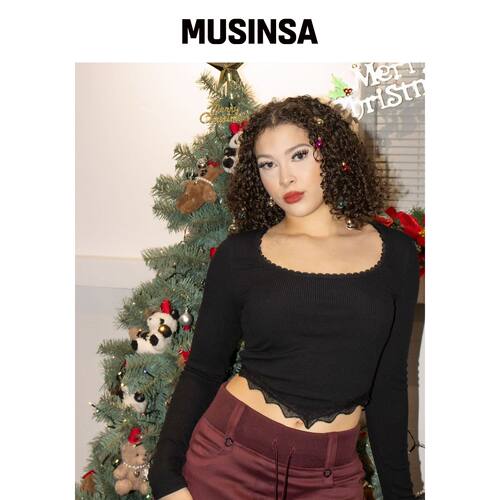 COOLSIS CS SQUARE LACE TOP-033 (黑色) MUSINS韩国官网直邮进口