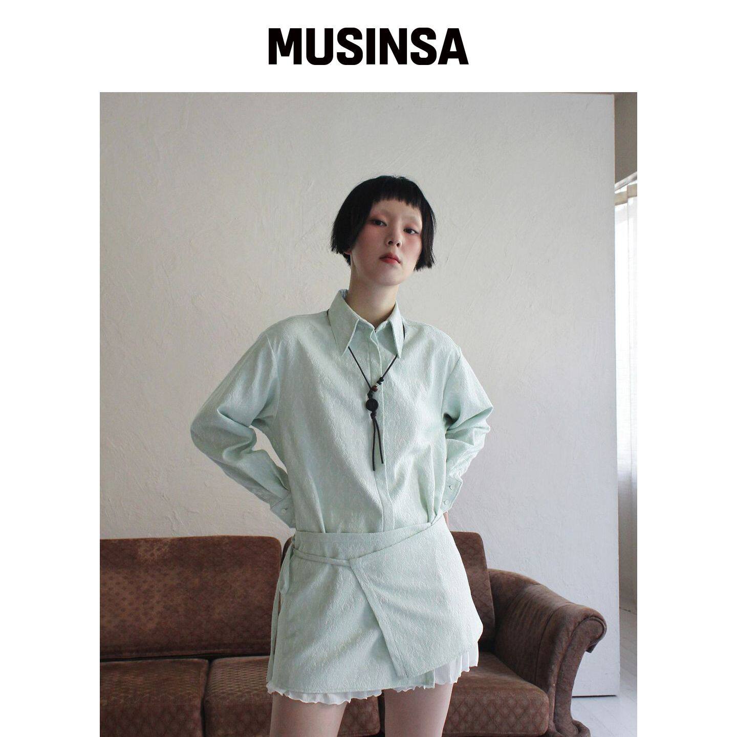 RUBATI 提花衬衫半围裙_薄荷色 MUSINSA韩国直邮官方正品