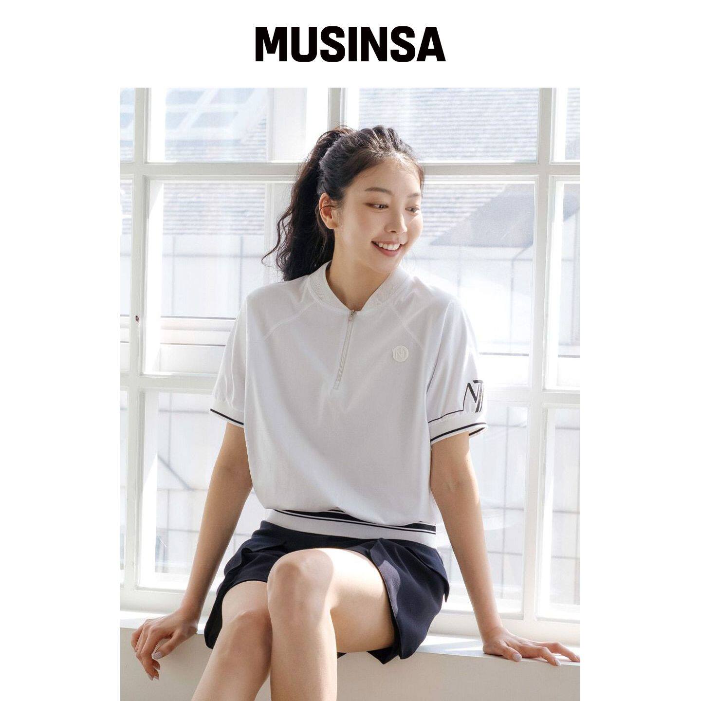 NITINA 精华拉链短袖T恤 WH (2次) MUSINSA韩国直邮官方正品