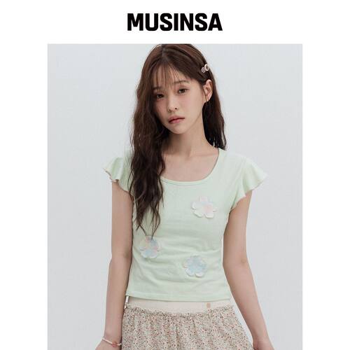 HIGH SCHOOL DISCO 花卉荷叶边短袖 MUSINSA韩国直邮官方正品