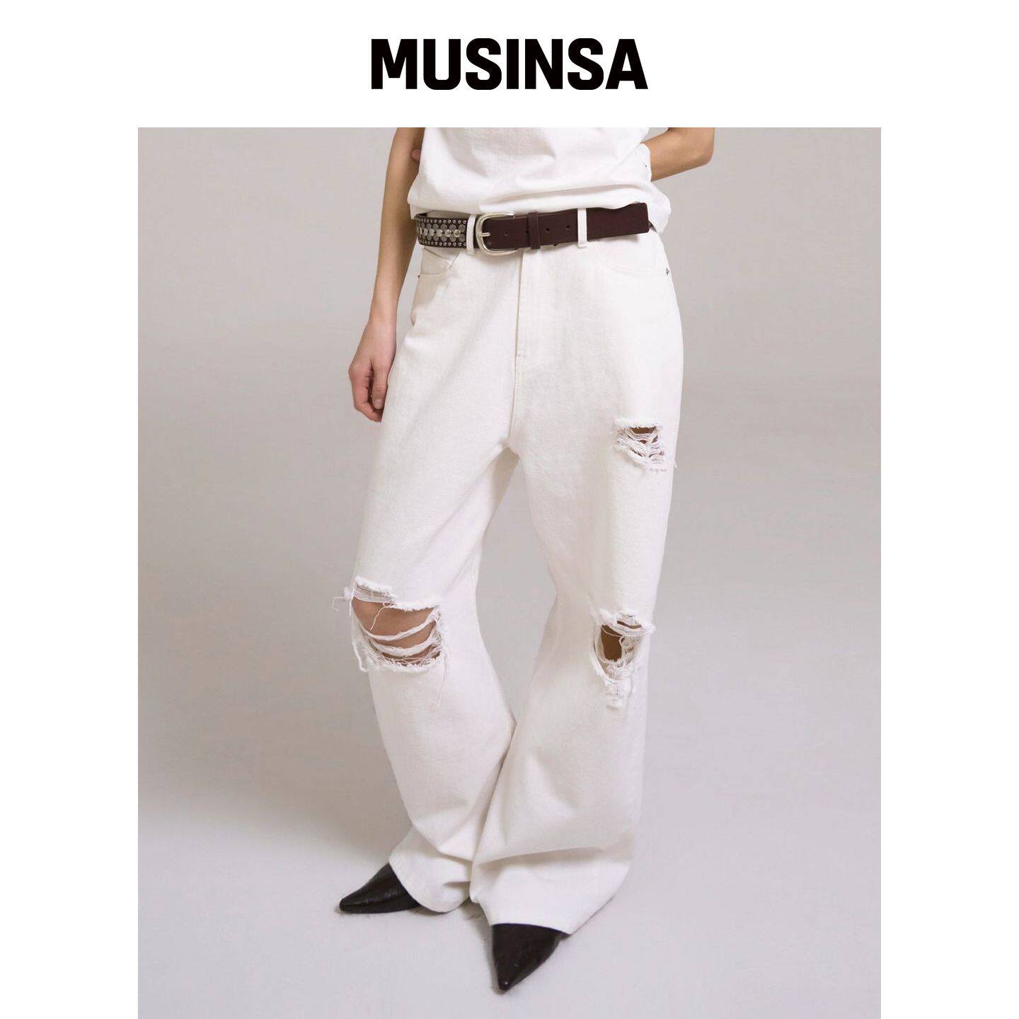 SSIN AND LEE 淡色破洞牛仔短裤 [WHITE] MUSINS韩国官网直邮进口