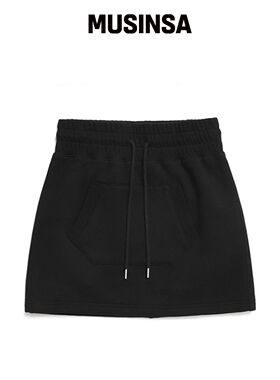 ODDSTUDIO 前口袋卫衣迷你裙 - 黑色韩国官网直邮进口