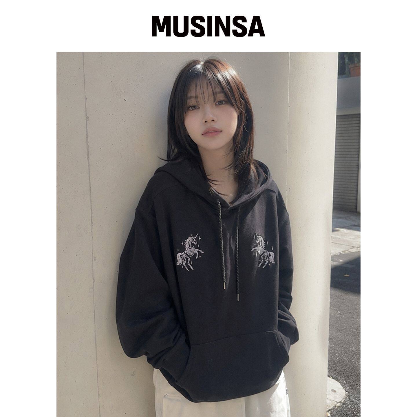 KRUXH 银色独角兽刺绣卫衣VLACK MUSINSA韩国官网直邮进口