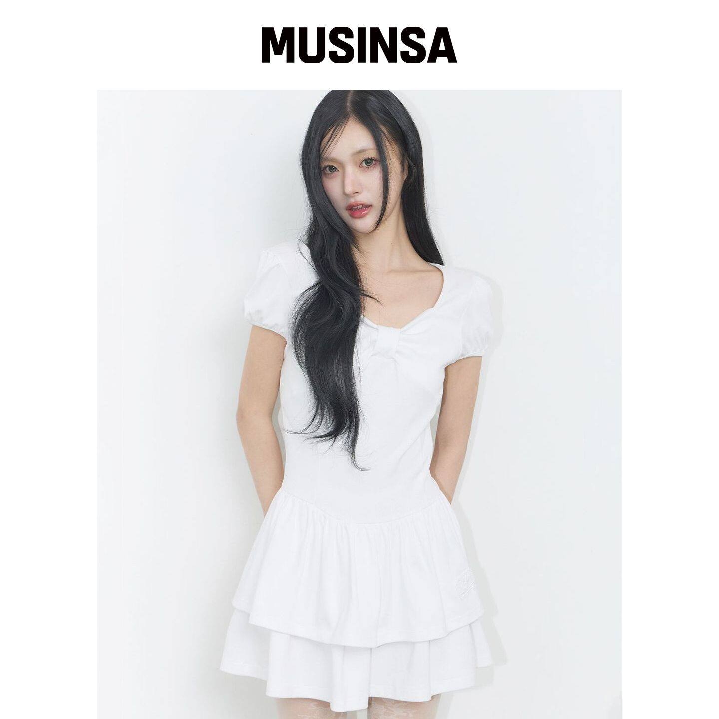 ILLIGO 波纹喇叭迷你连衣裙 白色 MUSINSA韩国直邮官方正品