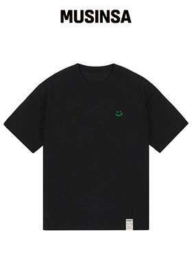 GRAVER [UNISEX-24]小笑脸短袖T恤_黑色/绿色log韩国官网直邮进口