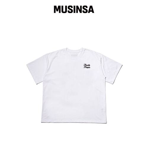 THANKS MESSIA 手写牛仔T恤-WHITE韩国官网直邮进口MUSINSA