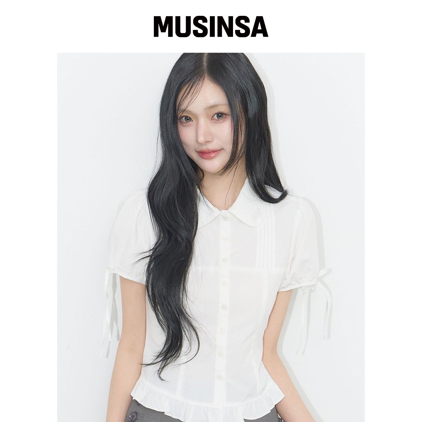 ILLIGO 泡泡袖衬衫甜美风绑带蝴蝶结上衣MUSINSA韩国官网直邮进口图片
